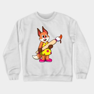 Fox as Painter with Brush & Paint Crewneck Sweatshirt